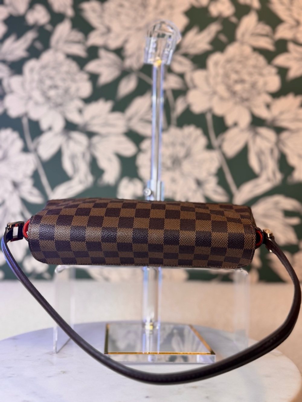 Louis Vuitton Authentic Damier Shoulder Bag with Red Trim and flap closure EUC - Picture 8 of 12